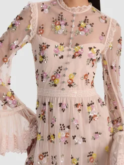 ALLEGRA EMBELLISHED LACE MINI GOWN