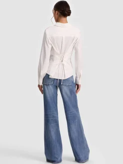 AMELIA BUTTON DOWN WITH LACE UP BACK