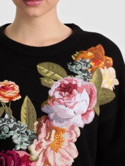 BELVA FLORAL JACQUARD CREWNECK