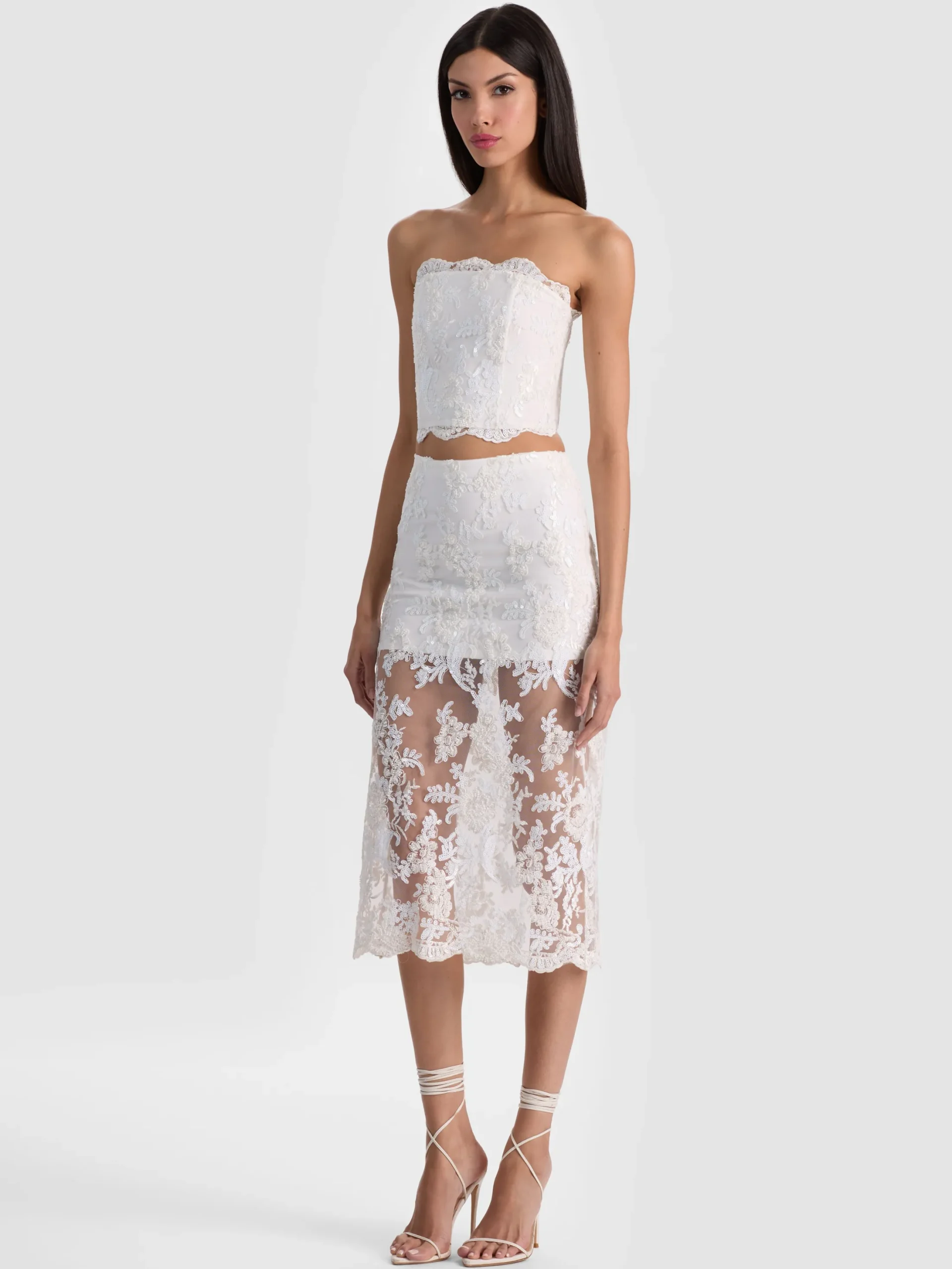 CERESI EMBELLISHED LACE BANDEAU TOP