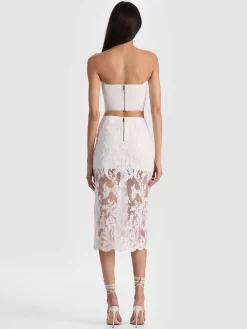 CERESI EMBELLISHED LACE BANDEAU TOP