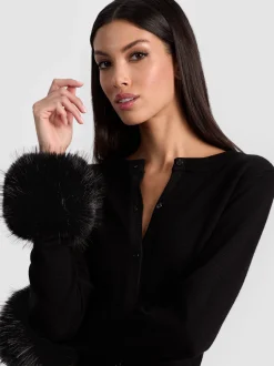 DOLLIE FAUX FUR CUFF CARDIGAN