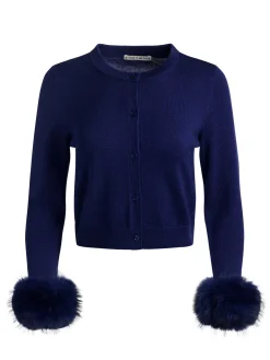 DOLLIE FAUX FUR CUFF CARDIGAN