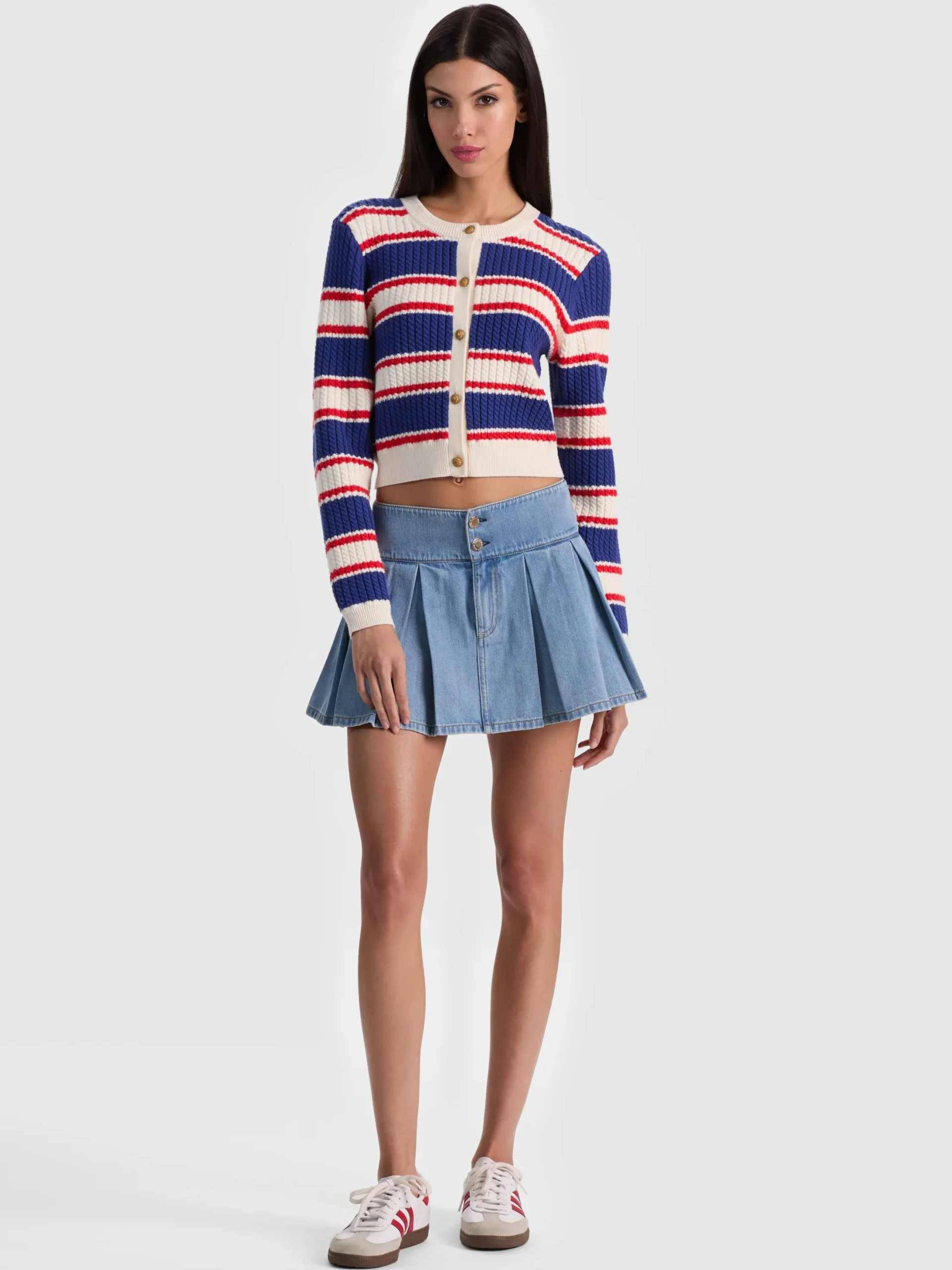 DOLLIE STRIPED CABLE CARDIGAN