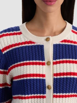 DOLLIE STRIPED CABLE CARDIGAN