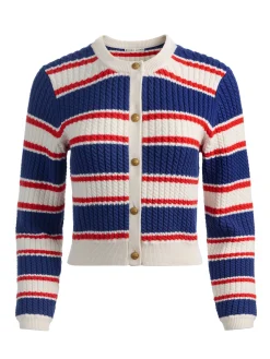 DOLLIE STRIPED CABLE CARDIGAN