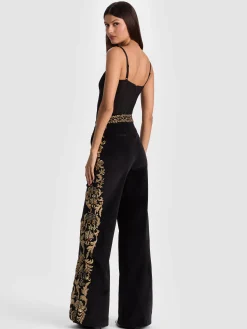 DYLAN EMBROIDERED VELVET PANT