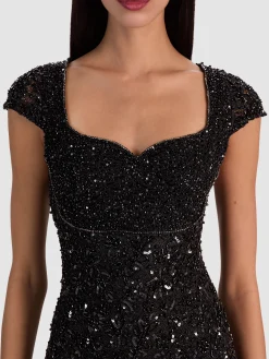 EVE EMBELLISHED LACE MINI DRESS