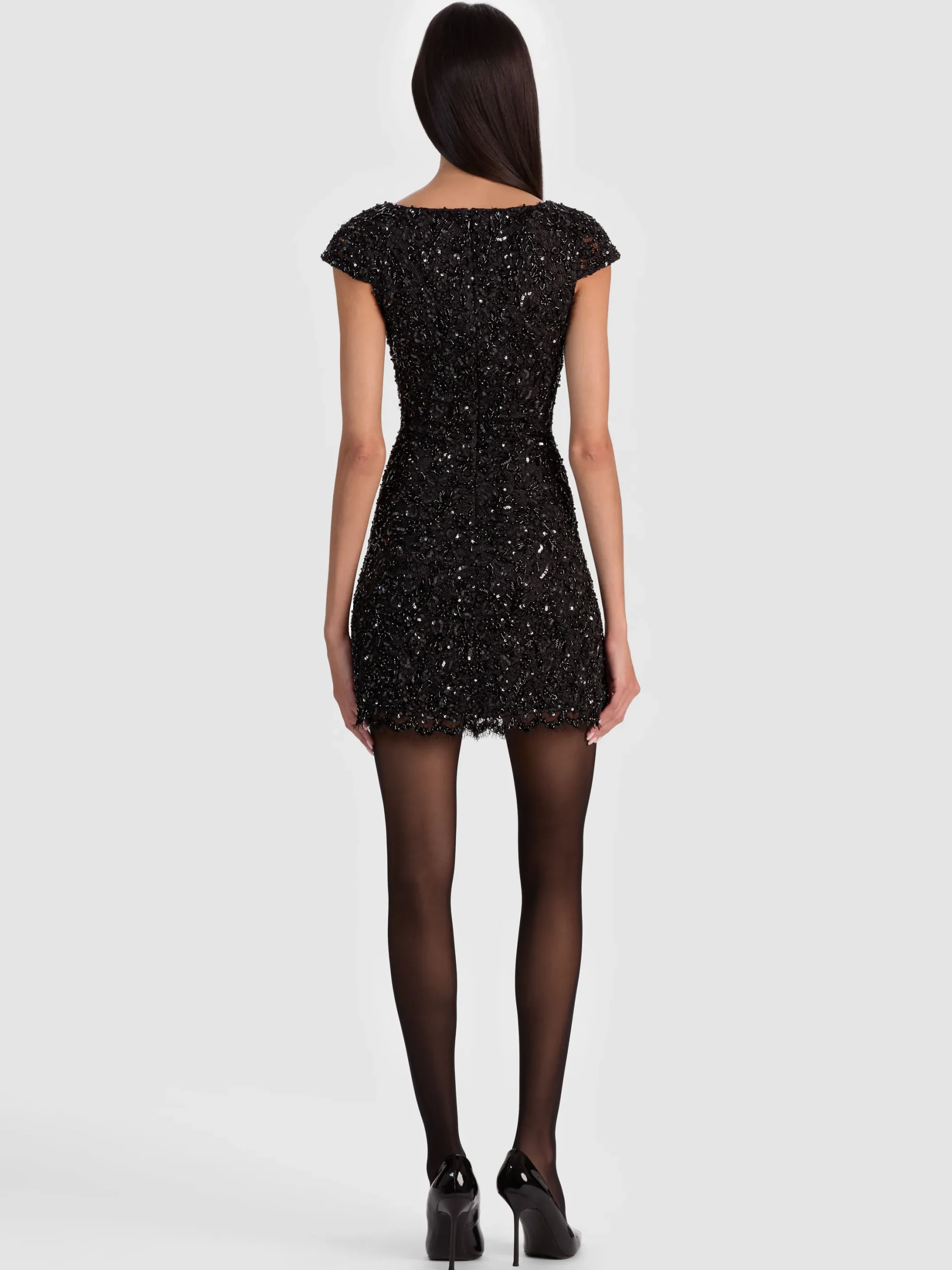 EVE EMBELLISHED LACE MINI DRESS