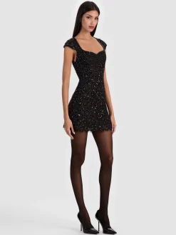EVE EMBELLISHED LACE MINI DRESS