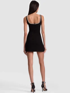 EVE EMBELLISHED TRIM MINI DRESS