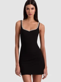 EVE EMBELLISHED TRIM MINI DRESS