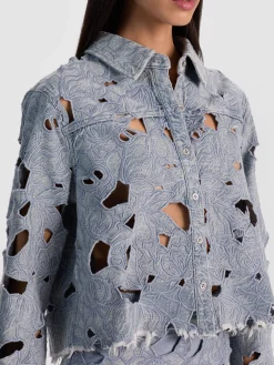 FINELY LASER-CUT DENIM SHIRT