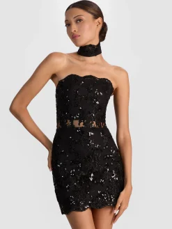 GEORGIE EMBELLISHED LACE MINI DRESS