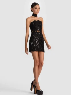 GEORGIE EMBELLISHED LACE MINI DRESS