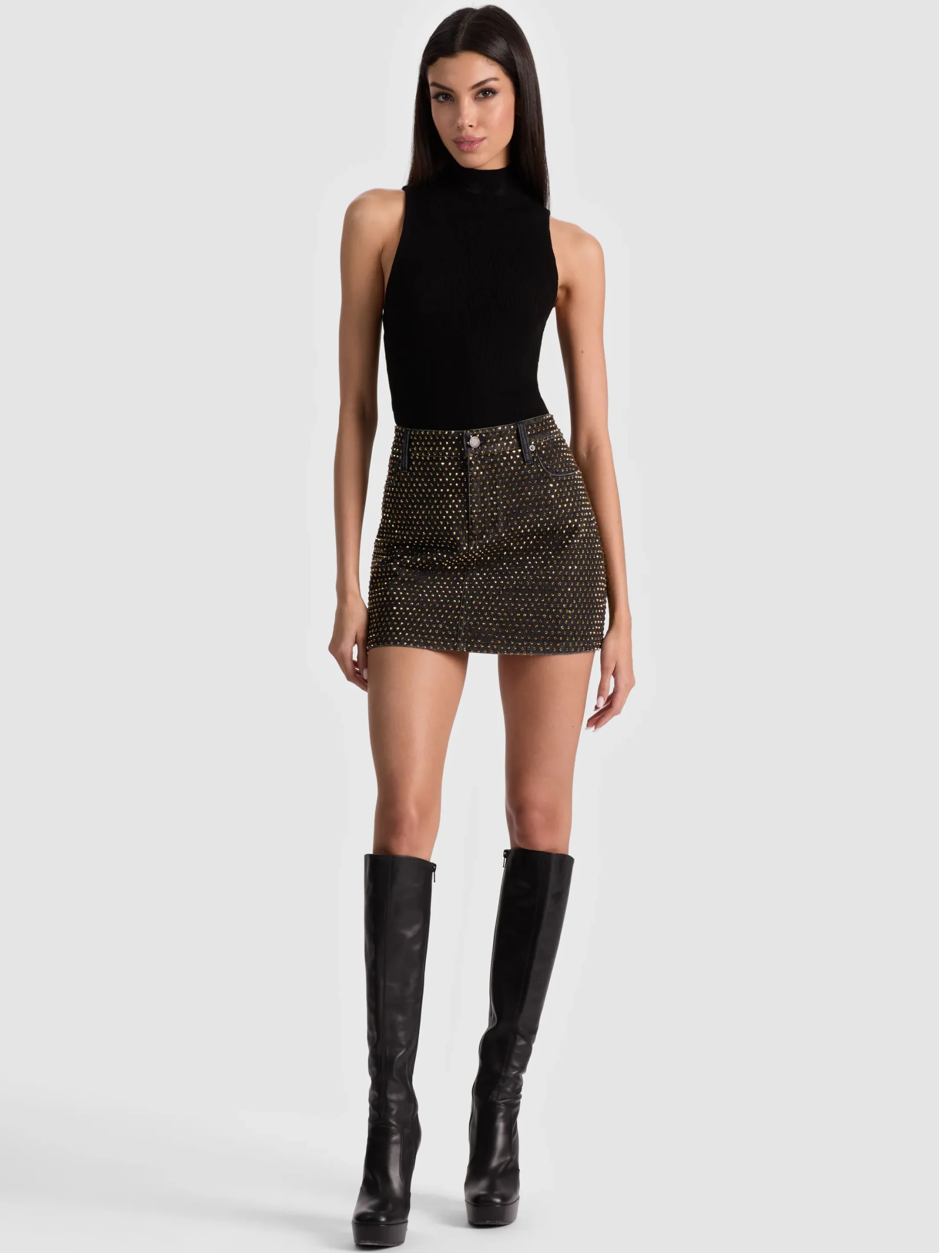 JOSS EMBELLISHED DENIM SKIRT