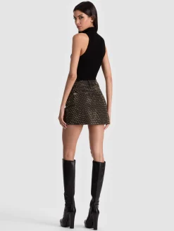 JOSS EMBELLISHED DENIM SKIRT