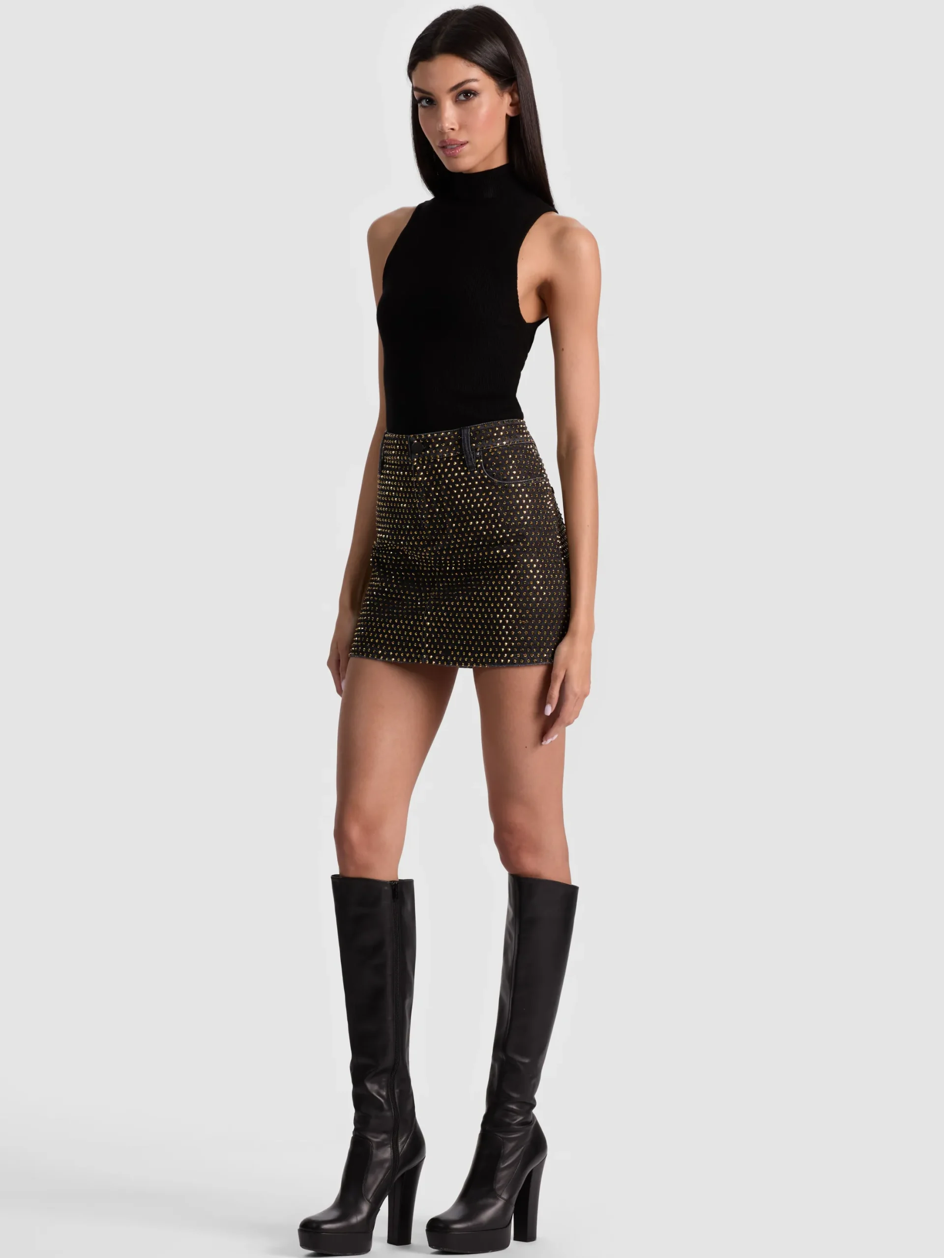 JOSS EMBELLISHED DENIM SKIRT