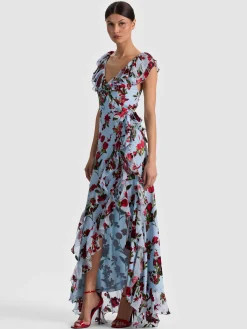KRISTEN RUFFLE WRAP MAXI DRESS