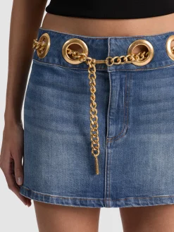 MORGANA CHAIN BELT DENIM MINI SKIRT