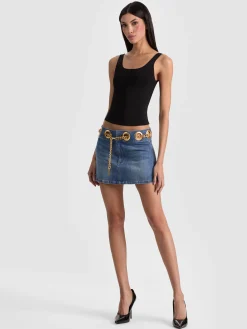 MORGANA CHAIN BELT DENIM MINI SKIRT