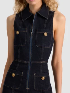 RACHEL SLEEVELESS DENIM JUMPSUIT