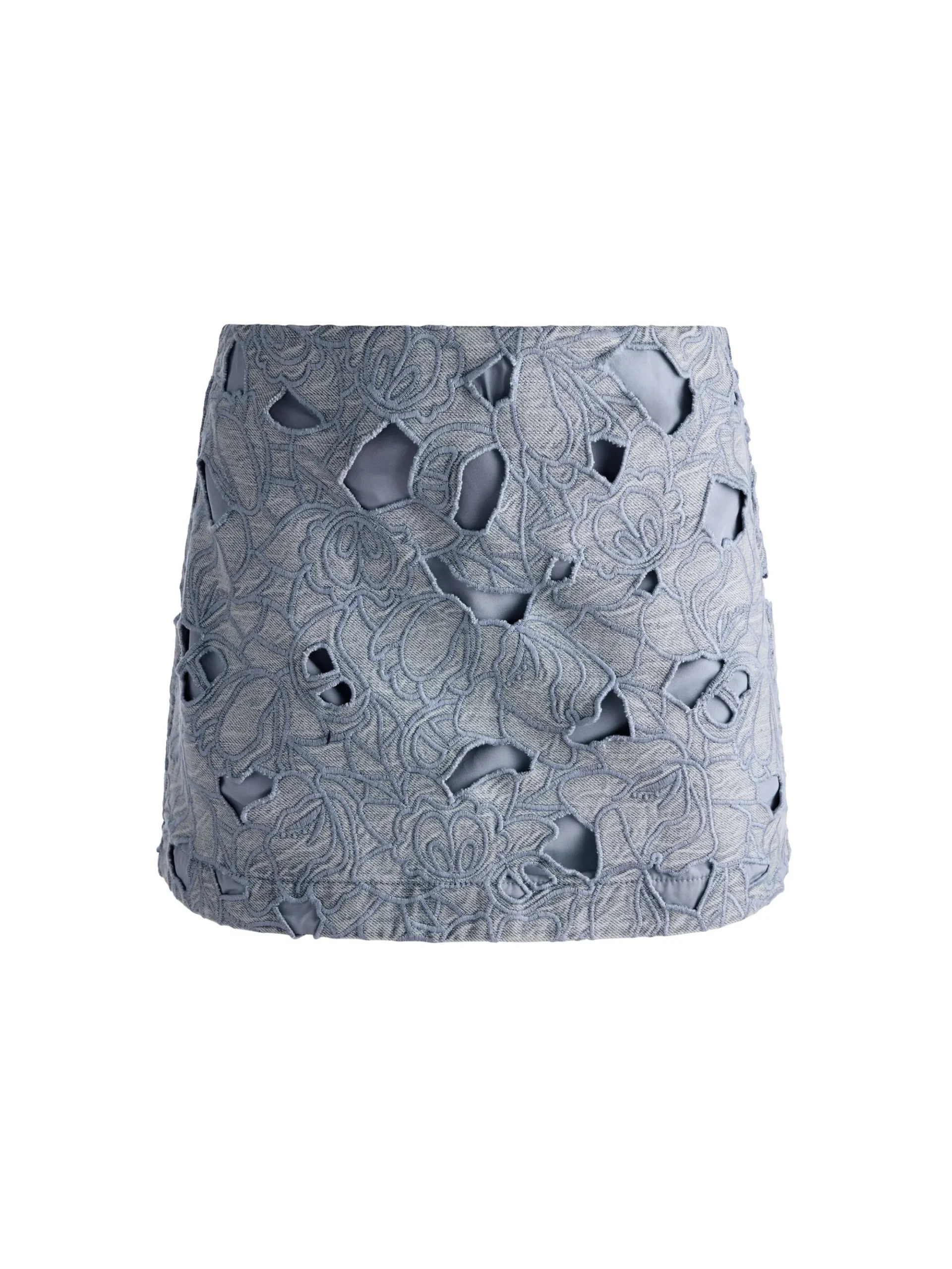 RUBI LASER-CUT DENIM SKIRT